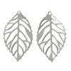 Picture of Iron Based Alloy Filigree Stamping Charm Pendants Leaf Silver Tone Hollow Carved 23mm(7/8") x 14mm(4/8"), 200 PCs