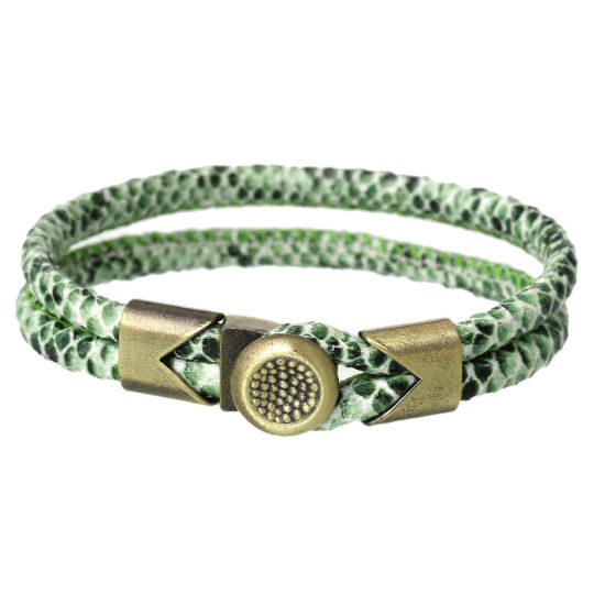 Picture of Hook Clasps Bracelet End Bar With Slider For Leather Bracelet Round (Fits 10mm x 5mm Cord) Antique Bronze 16mm x14mm( 5/8" x 4/8") 13mm x13mm( 4/8" x 4/8"), 2 Sets