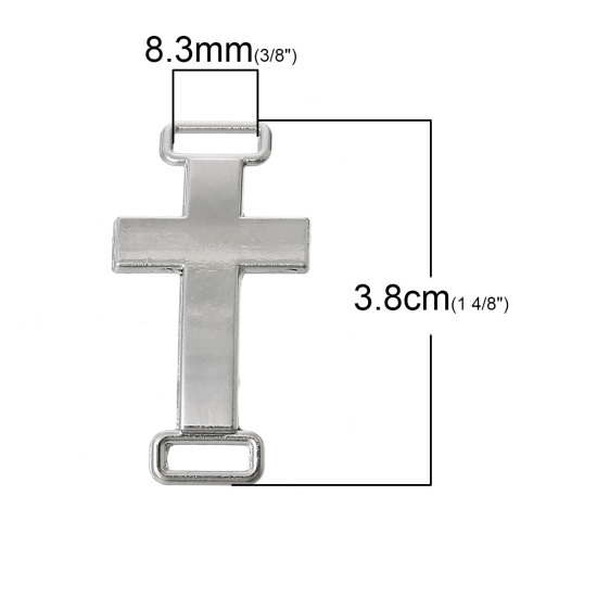 Bild von Zinklegierung Verbinder Kreuz Silberfarbe 38mm x 20mm, 2 Stück