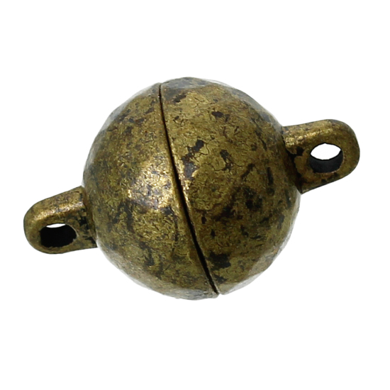 Image de Fermoirs Aimants en Alliage de Zinc Rond Bronze Antique A Facettes 17mm x 11mm, 2 Kits