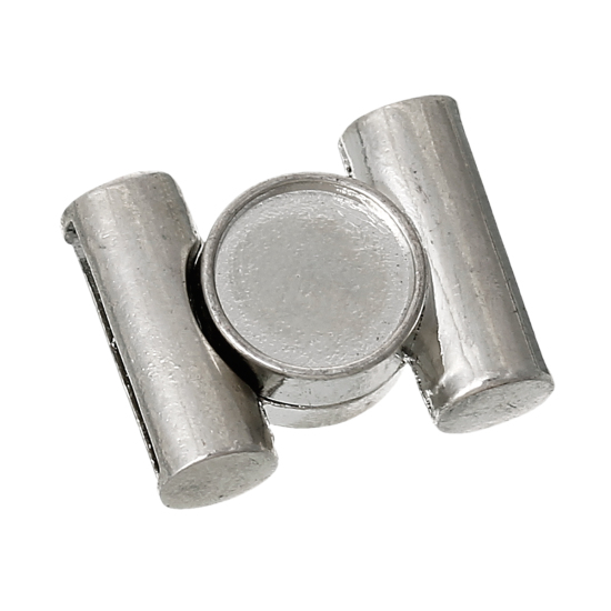 Imagen de Cierre Magnéticos Rectángulo de Tono de Plata Cabochon Ajustes (Apta 10mm Dia, apta 15mm x 3mm Cuerda) 22mm x 17mm, 2 Juegos