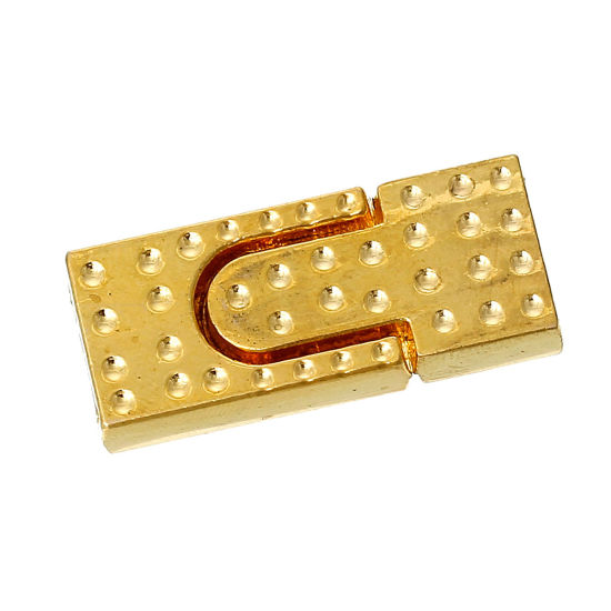 Bild von Zinklegierung Magnetverschluss Rechteck Vergoldet (für ss4 Strassstein für 10mm x 2mm Kordel) 30mm x 13mm 2 Sets