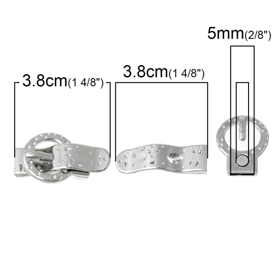 Picture of Zinc Based Alloy Magnetic Clasps Belt Buckle Silver Tone (Can Hold ss4 Rhinestone) 38mm x 22mm, 2 Sets