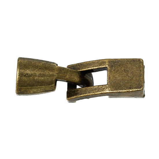 Image de Fermoirs à Crochet (pr Cordon: 6.5mm) Rond Bronze Antique, Longueur: 18mm, Largeur: 9mm, 2 Kits