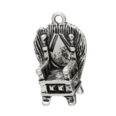 Immagine di Lega di Zinco 3D Charm Ciondoli Sedia Argento Antico 24mm x 17mm , 10 Pz