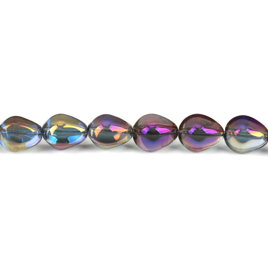 Picture of Glass Loose Beads Teardrop Purple AB Rainbow Color Aurora Borealis Plated Faceted About 17mm x 14mm, Hole: Approx 1.3mm, 10 PCs