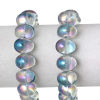 Image de Perles en Verre Forme Ovale Bleu Couleur AB Transparent, 16mm x 13mm, Tailles de Trous: 1.2mm, 10 Pcs