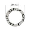 Picture of Zinc Based Alloy Charms Circle Ring Antique Silver Color Message " Karlek " Carved 23mm(7/8") Dia, 20 PCs
