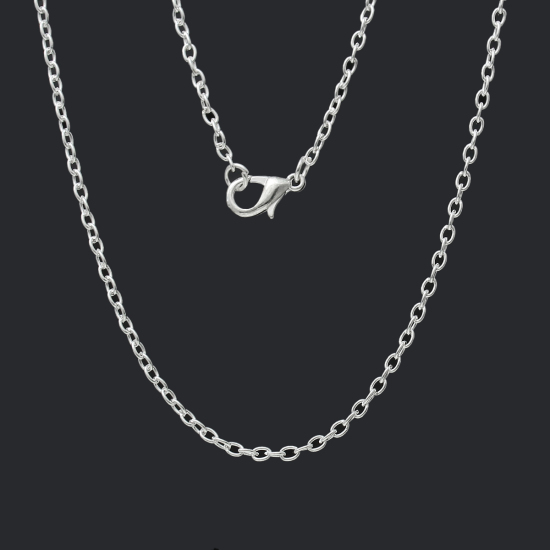 Image de Colliers de Chaînes en Alliage de fer Argenté avec perles forme croix 62.0cm long, Taille de chaînon: 3x2mm, 12 Pcs