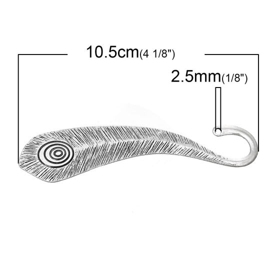 Image de Marque-Pages en Alliage de Zinc Forme Plume Argent Vieilli Spiral, 10.5cm x 23mm, 10 Pcs