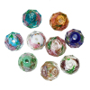Picture of Lampwork Glass Loose Beads Round At Random Mixed Flower Pattern Faceted About 10mm x 8mm, Hole: Approx 1.5mm-2.3mm, 30 PCs