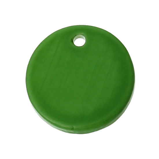 Изображение Перламутр Подвески из Раковины Круглые Зеленый 12mm( 4/8") . - 11mm( 3/8") диа, 100 ШТ