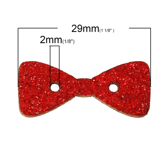 Immagine di Legno Bottone da Cucire ScrapbookBottone Cravatta a Farfalla A Random Due Fori 29mm x 12mm, 20 Pz