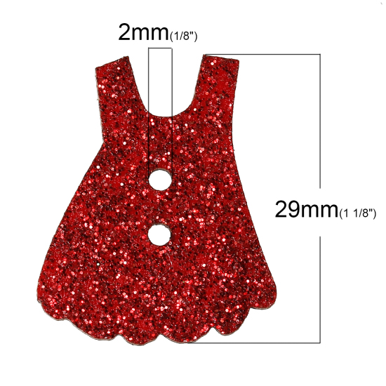 Immagine di Legno Bottone da Cucire ScrapbookBottone Vestito A Random Due Fori 29mm x 24mm, 20 Pz