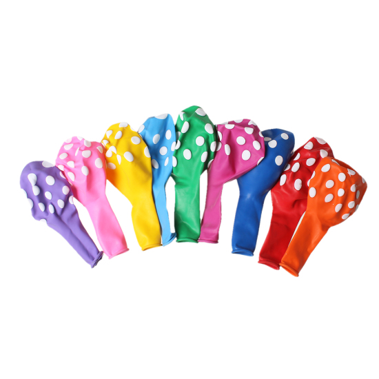 Picture of Latex Balloons Party Decoration Round At Random Mixed Dot Pattern 14.5cm x8cm(5 6/8" x3 1/8") - 13cm x7.5cm(5 1/8" x3"), 50 PCs