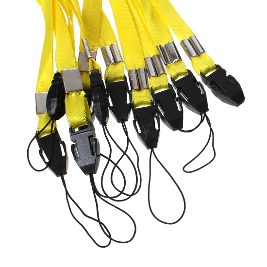 Picture of Terylene Plastic ID Card Neck Strap Lanyard Yellow Approx 49cm(19 2/8") long , 10 PCs