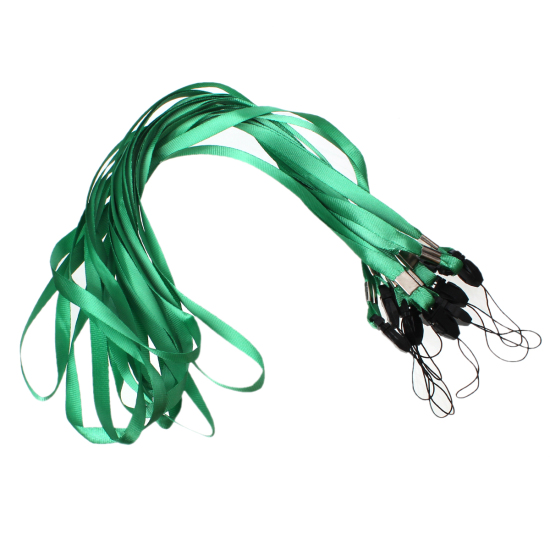 Picture of Terylene Plastic ID Card Neck Strap Lanyard Green Approx 49cm(19 2/8") long, 10 PCs