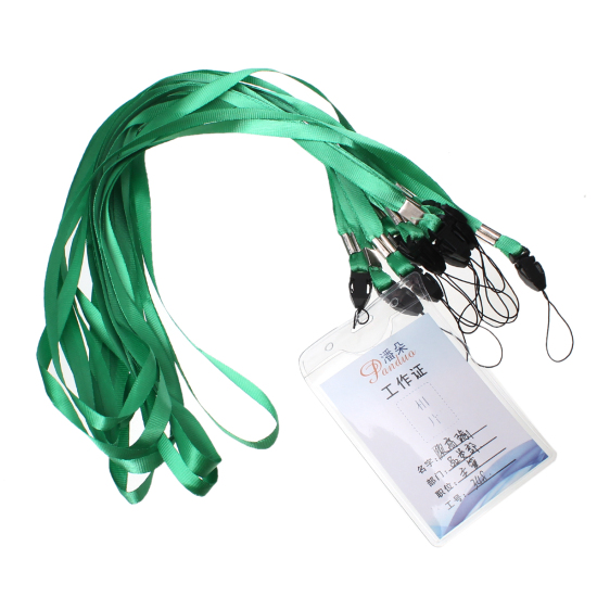 Picture of Terylene Plastic ID Card Neck Strap Lanyard Green Approx 49cm(19 2/8") long, 10 PCs