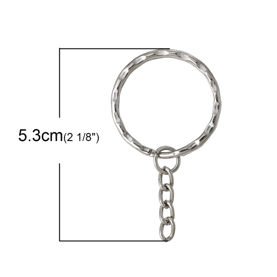Immagine di Lega di Ferro Anello Portachiavi Tono Argento 5.3cm x 3cm, 20 Pz