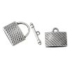 Picture of Zinc Based Alloy Toggle Clasps Lock Antique Silver Color 23mm x 21mm 21mm x 19mm 24mm x 6mm, 1 Set