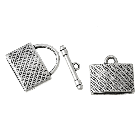 1 Juego Cierres de Palanca Zamak de Bloqueo , Plata Antigua 23mm x 21mm 21mm x 19mm 24mm x 6mm