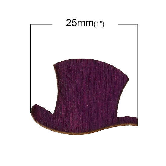 Image de Cabochon d'Embellissement en Bois Couleur Naturelle Chapeau Couleur au Hasard 25mm x 18mm, 100 PCs