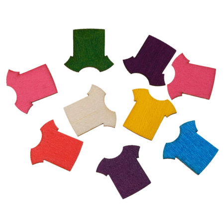 Natural Wood Embellishments Scrapbooking Clothes At Random Mixed 24mm(1") x 22mm( 7/8"), 100 PCs