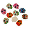 Picture of Natural Wood Embellishments Scrapbooking Halloween Skull At Random Mixed 24mm(1") x 20mm( 6/8"), 50 PCs