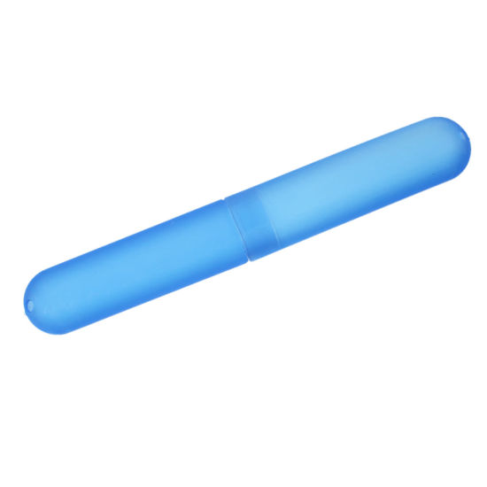 Image de Tube Titulaire de Brosse à Dents Organisateur Stockage en Plastique Rectangle Bleu 20.5cm x 3cm, 5 Pcs