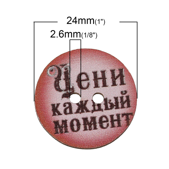 Picture of Wood Sewing Buttons Scrapbooking Round At Random Mixed 2 Holes 24mm(1") Dia, 50 PCs