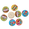 Image de Bouton de Couture en Bois 2 Trous Couleur Naturelle Rond Couleur au Hasard Gâteau 24mm Dia, 50 PCs