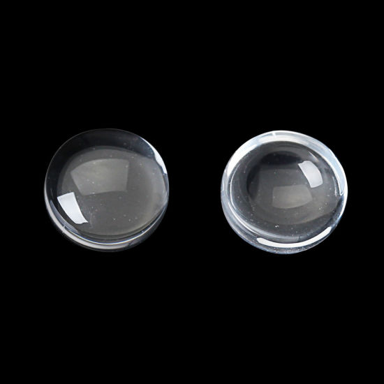 Picture of Transparent Glass Dome Seals Cabochons Round Flatback Clear 8mm( 3/8") Dia, 20 PCs