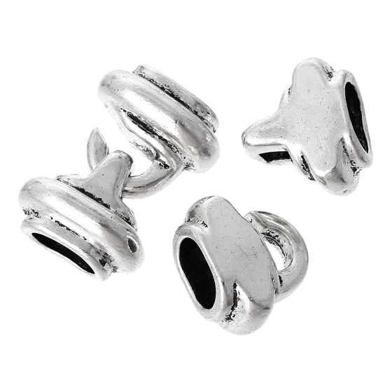 Picture of Hook Clasps For Leather Bracelet Oval Antique Silver Color (Fits 10mm x 6mm Cord) 20.0mm x 17.0mm, 10 Sets