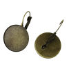 Imagen de Pendientes de Clip Base Camafeo Latón de Ronda , Tono Bronce (Apta 20mm Dia) 33mm x 21mm, 20 Unidades