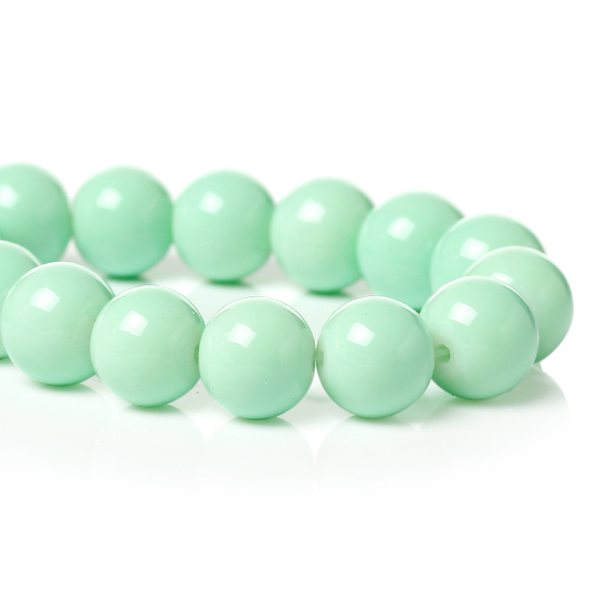 Picture of Crystal Glass Loose Beads Round Mint Green About 10mm Dia, Hole: Approx 1.5mm,81.5cm long, 1 Strand (Approx 86 PCs/Strand)