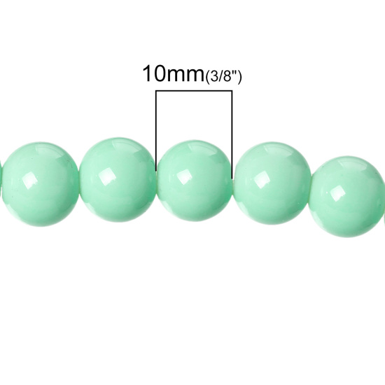Изображение Стеклянные Бусины, Круглые, Зеленой Мяты 10мм диаметр, 1.5мм, 81.5см длина, 1 Нитка 86 шт / 1 нитка