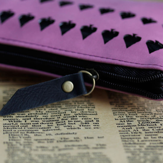 Picture of Leatheroid Pencil Case Pencil Bag Rectangle Purple Heart Pattern 19.0cm x 9.0cm, 1 Piece