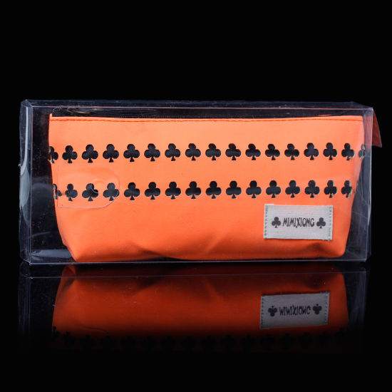 Picture of Leatheroid Pencil Case Pencil Bag Rectangle Pink Orange Flower Pattern 19.0cm x 9.0cm, 1 Piece