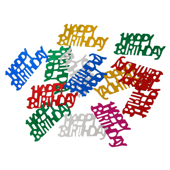 Picture of PVC Confetti Party Decoration Birthday Message "Happy Birthday" At Random Mixed 3cm x1.5cm(1 1/8" x 5/8"), 40 Grams