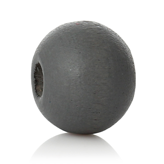 Picture of Natural Wood Spacer Beads Round Dark Gray About 8mm Dia, Hole: Approx 2.4mm-2.8mm, 85 PCs