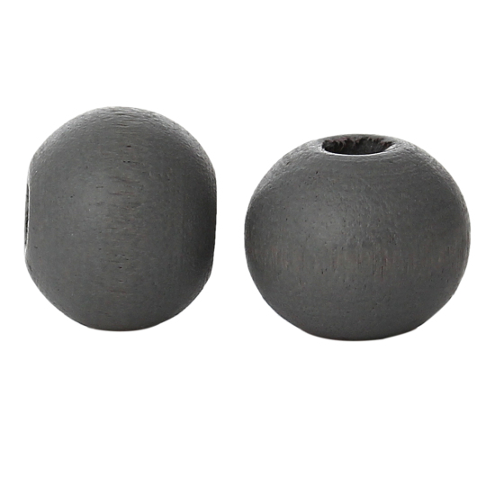 Picture of Natural Wood Spacer Beads Round Dark Gray About 8mm Dia, Hole: Approx 2.4mm-2.8mm, 85 PCs