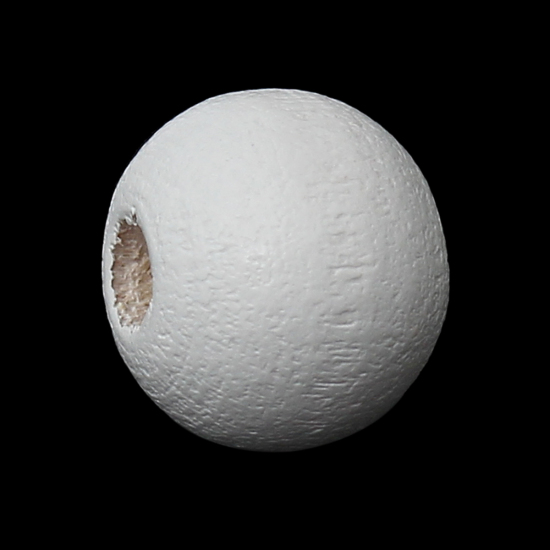 Изображение Деревянные Бусины Круглые, Белый 8мм диаметр, 2.4мм-3мм, 500 ШТ