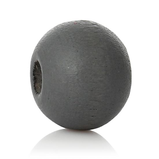 Picture of Wood Spacer Beads Round Dark Gray About 6mm Dia, Hole: Approx 2.1mm, 1000 PCs
