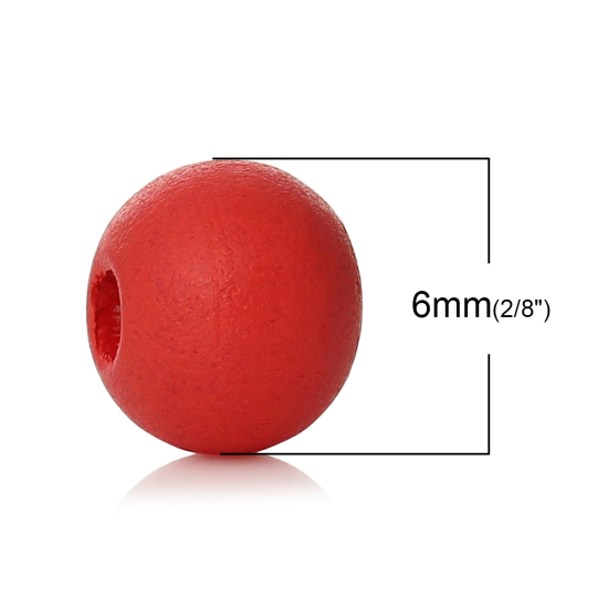 Immagine di Legno Separatori Perline Tondo Anguria Rosso Dia Circa: 6mm, Foro: Circa 1.8mm-2.4mm, 1000 Pz