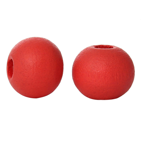 Immagine di Legno Separatori Perline Tondo Anguria Rosso Dia Circa: 6mm, Foro: Circa 1.8mm-2.4mm, 1000 Pz