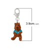 Picture of Zinc Metal Alloy Clip On Charms For Vintage Charm Bracelets Bear Animal Silver Plated Coffee & Blue Enamel 39mm(1 4/8") x 13mm(4/8"), 2 PCs