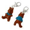 Picture of Zinc Metal Alloy Clip On Charms For Vintage Charm Bracelets Bear Animal Silver Plated Coffee & Blue Enamel 39mm(1 4/8") x 13mm(4/8"), 2 PCs