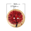 Picture of Wood Sewing Buttons Scrapbooking Round At Random Mixed 2 Holes Tree Pattern 3cm(1 1/8") Dia, 20 PCs