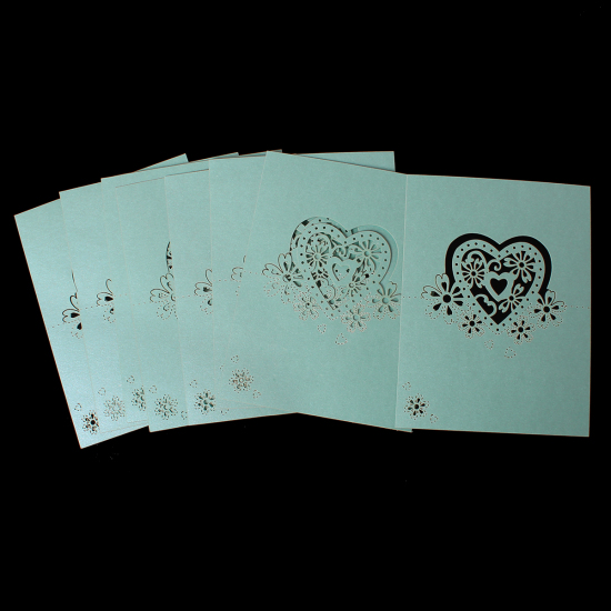 Bild von Papier Tischkarten Platzkarten für Party Hochzeit Rechteck Hohl Mintgrün 11.8cm x 8.8cm 10 Blätter