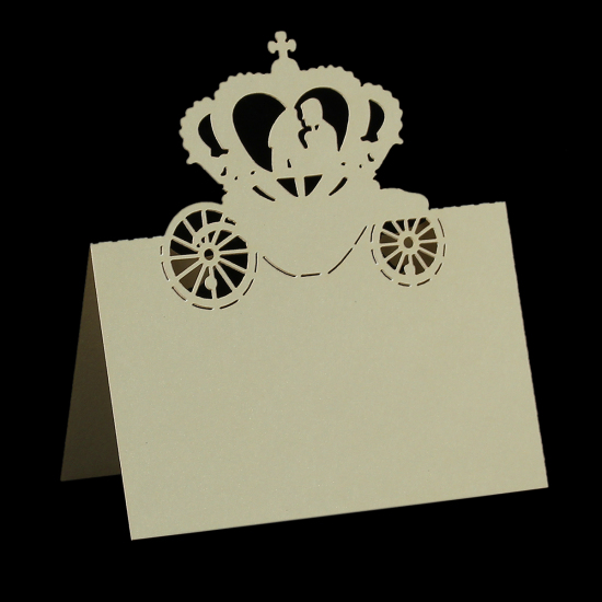 Bild von Papier Tischkarten Platzkarten für Party Hochzeit Rechteck Hohl Beige 11.8cm x 8.8cm 10 Blätter